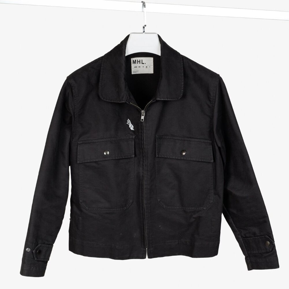 MHL by Margaret Howell Black Cotton Cropped Zip Utility Jacket